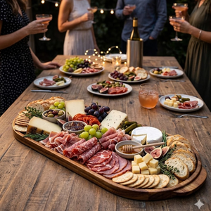 Plateau de service ovale en bois d'acacia, grande taille, pour charcuterie, fromages et apéritifs de fête - Vente en gros usine - Product Image 3