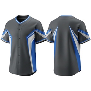 เสื้อเบสบอลพิมพ์ลายตามสั่ง ชุดทีม 100% โพลีเอสเตอร์ ระบายอากาศ แห้งเร็ว คอวี ขายส่ง OEM ODM - Product Image 1