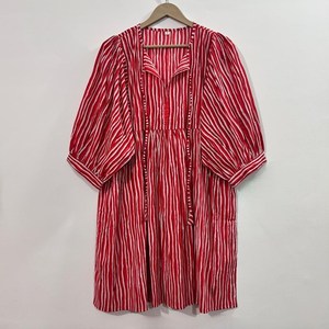 Vestido Casual Midi para Mujer, Tejido 100% Algodón, Liso, Manga Corta, Cintura Imperio, Estilo Babydoll, Cuello en V, Holgado, Funcional - Product Image 5