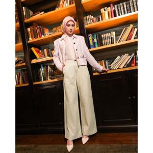Huda Women's Pants <b>Elastic</b> <b>Waist</b> Wide Leg <b>Trousers</b> American European Style Cotton Blend Fabric XL Size Decorative <b>Elastic</b> <b>Waist</b> - Product Image 5