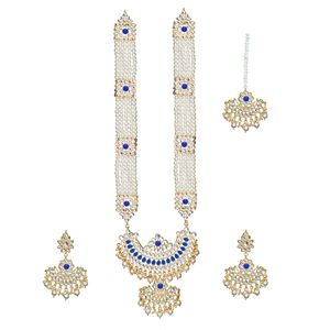 Indian Stylish Layered Pearl Rani Haar Long Kundan Necklace Jewellery Set Wedding Engagement Party Gift Antique Gold Plated - Product Image 3