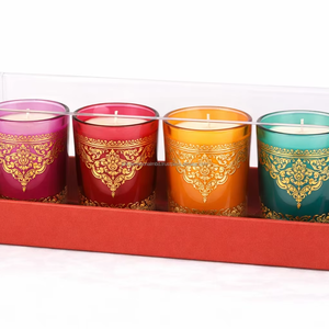 เทียนหอมลายดอกไม้ในแก้วสไตล์โมร็อกโก - Product Image 1