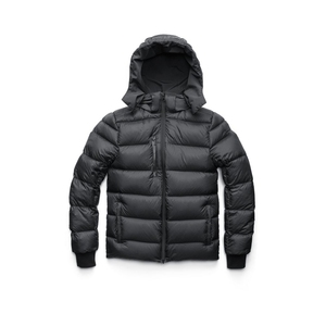 Veste matelassée à capuche noire pour homme, coupe-vent, manteau d'hiver, rembourrage en polyester, fermeture éclair, style décontracté, coupe régulière - Product Image 3
