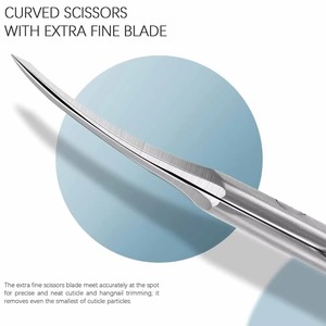 Tijeras para cutículas de uñas de acero inoxidable con punta curva extrafina, removedor profesional de piel muerta, herramienta de manicura y pedicura. - Product Image 4
