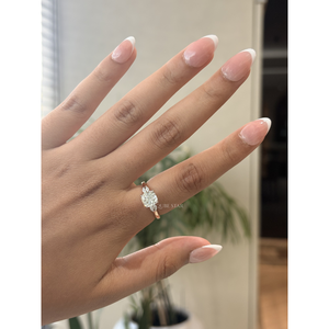 Luxury <b>Cushion</b> Lab Grown Diamond Leaf Cluster Engagement Ring With Marquise Design 1.98CT VVS VS EF Solid Gold Gift For Her - Product Image 1