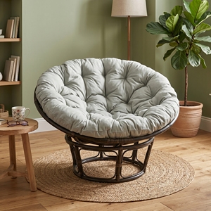 Fauteuil Papasan Mandola en rotin Ksvw avec coussin en tissu gris foncé, fauteuil lounge de salon, mobilier d'extérieur balinais artisanal de qualité supérieure - Product Image 3