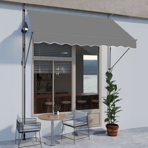 Tenda da Sole Retrattile Grigia 200 cm (L) x 120 cm (A) x 200 cm (H) in Poliestere Spalmato, Installazione Autoportante per Ombreggiatura - Product Image 2