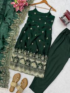 Nuevo Conjunto de Fiesta Gujarati Elegante para Mujer, Top de Seda de Moda, Palazzo y Dupatta, Listo para Usar, Sin Arrugas, de Secado Rápido y Elástico - Product Image 5