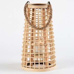 New design natural rattan <b>tealight</b> <b>holder</b> lantern wholesale prices candle display lanterns - Product Image 1