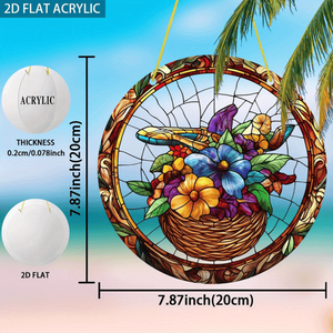 CIFbuy Cesta Redonda Colgante de Acrílico con Atrapasueños y Flores, Decoración Colorida de Cristal para el Hogar, TikTok para Servicio de Recogida Temu - Product Image 2