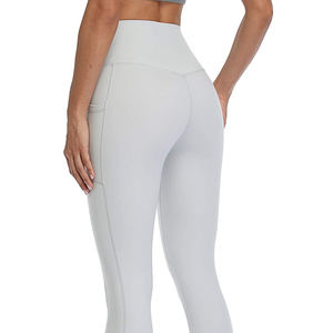 Leggings de yoga sans couture taille mi-haute pour femme, tendance, respirants en coton/fibre de bambou, effet push-up, décontractés, longueur genou - Product Image 3