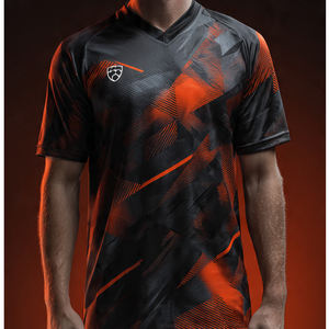 Maillot de football 100% polyester à manches courtes et col en V pour homme, maillot d'entraînement sportif pour homme - Product Image 6