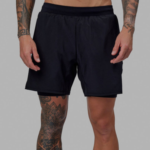 Custom Polyester Breathable 4-way Stretch Double Layer Gym Athletic Workout <b>Men</b> <b>Long</b> Sleeve Tshirt <b>Shorts</b> Sets <b>Men's</b> <b>Shorts</b> - Product Image 3