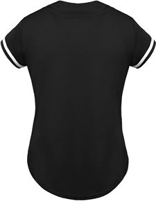 Women's Black <b>Baseball</b> Jersey Short Sleeve Button Front Fitted Breathable All Seasons Solid Color Polyester Apparel - Product Image 3
