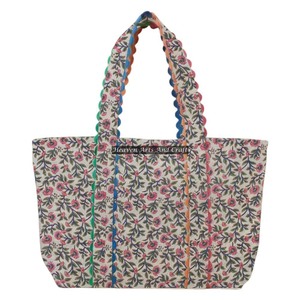 Bolsa de Mano Grande para Mujer, Hecha a Mano en India, de Algodón, con Estampado de Bloques Ric Rac, Forro Reutilizable, Bolsa de Otoño - Product Image 1