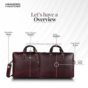 Sac de bureau en cuir véritable pour hommes - Sac pour ordinateur portable de 15,6 pouces pour hommes, pour professionnels, voyageurs d'affaires - Sangles réglables - Product Image 5