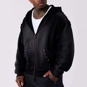 Sweat-shirt à capuche vintage pour homme, délavé à l'acide, style streetwear décontracté, en mélange de coton doux et confortable pour le quotidien - Product Image 2