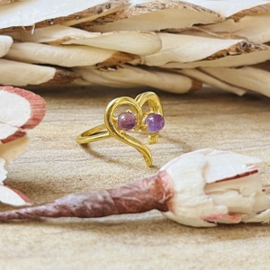 2026 Fashionable Dainty Heart <b>Ring</b> Amethyst 18k Gold Plated <b>Ring</b> <b>Statement</b> Brass <b>Ring</b> Modern Romantic Wholesale <b>Ring</b> For Women - Product Image 3