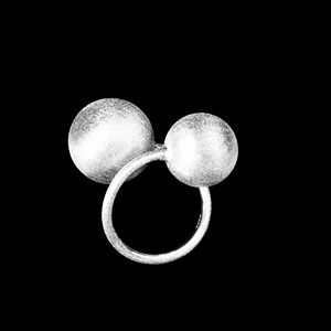 Vente en gros d'anneaux ajustables en argent sterling 925 massif, à double boule, texturés et brossés, bijoux fins, Memoria Jewels - Product Image 6