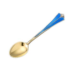 Premium Decorative Golden Brass Spoon with Unique Flower Design Handle <b>for</b> Classic Table Presentation Gift Tableware <b>Home</b> Decor - Product Image 2