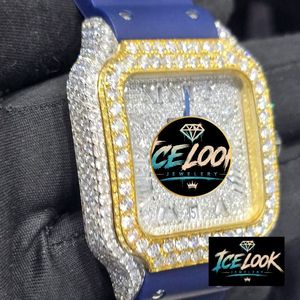 ICELOOK นาฬิกาข้อมือผู้ชายสุดหรูทรงสี่เหลี่ยมสีทองสแตนเลสสตีลพร้อมกรอบเพชรหน้าปัดแซฟไฟร์อะนาล็อกควอตซ์สายขนาด 20 มม. ขนาด 40 มม. - Product Image 3