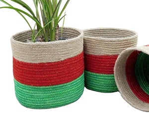 Fabriqué au Bangladesh, panier suspendu en corde tressée artisanal, moderne, écologique, pot à fleurs rustique rond, support pour plantes succulentes d'intérieur - Product Image 6