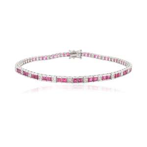Gold <b>Ruby</b> Diamond Fashion Tennis <b>Bracelet</b> - Product Image 2