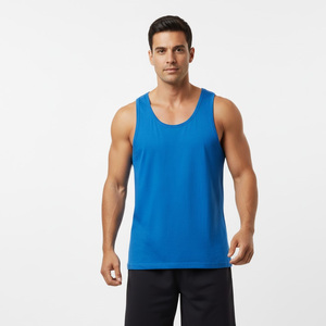 Men's Gym Tank <b>Tops</b> Breathable Eco-Friendly Anti-UV O-Neck Polyester/Cotton <b>Mesh</b> Quick Dry Solid Sporty Workout Fitness Singlet - Product Image 3