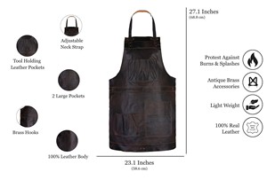 Durable Cowhide Leather Apron for Industrial Use Welding Workshop Protective Apron Bulk Orders LPN-0269 - Product Image 3