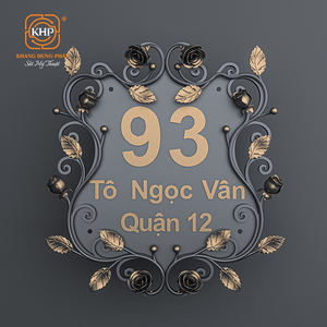 Plaque de numéro de maison en fer forgé, plaque d'adresse décorative, revêtement en poudre, matériau résistant aux intempéries, fabriqué au Vietnam - Product Image 1