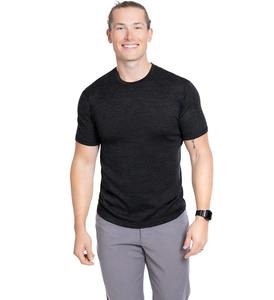 T-shirt noir à col rond et manches courtes pour homme, coupe classique, tricoté, décontracté, respirant, couleur unie, 100 % coton, color block, 320 g - Product Image 3