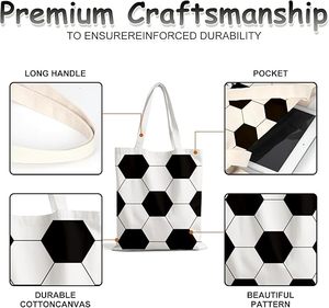 Football Soccer <b>Tote</b> Bag Custom Logo <b>Canvas</b> Carry Bag Reusable Lightweight Durable Shopping Gym Travel Accessory - Product Image 5