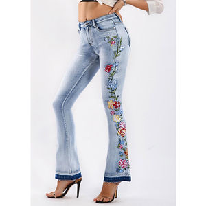 Pantalones Vaqueros Anchos de Cintura Alta para Mujer, Transpirables, Estilo Urbano, con Bolsillos Delanteros, Diseño Personalizado, Precio Económico, Venta al Por Mayor - Product Image 3