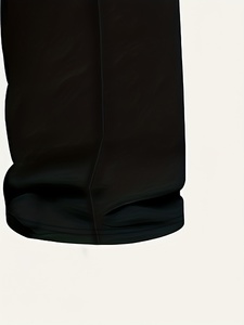 Pantalon large noir pour homme, taille élastique avec cordon de serrage, décontracté, respirant, en polyester tricoté, pour l'automne - Product Image 2