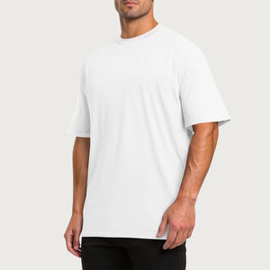 Camisetas Oversize de Algodón 100% Tejido para Hombre al por Mayor - Estilo Hip Hop de Lujo Personalizable en Blanco - Product Image 2