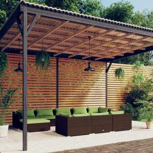 Ensemble de salon de jardin en rotin PE brun avec structure en acier thermolaqué et tissu – Mobilier d'extérieur haut de gamme - Product Image 1