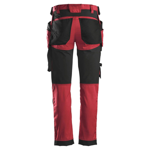 Pantalon de travail homme rouge et noir avec plusieurs poches, résistant à l'abrasion, logo personnalisé, détection par aiguille pour les travailleurs sur chantier - Product Image 2