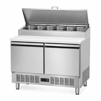 Table de préparation de salades et sandwichs commerciale à 2 portes, réfrigérateur en acier inoxydable Saladette avec bacs GN
