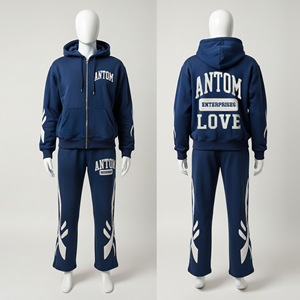 Custom Distressed Applique Embroidery <b>Tracksuits</b> Sets Vintage Sun Faded Zip Up Hoodie Set Sun Faded Acid Washed <b>Tracksuit</b> - Product Image 4