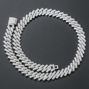Hip Hop Cuban <b>Chain</b> 2 Rows 925 Sterling Silver Custom Vvs <b>Iced</b> Out Moissanite Cuban Link <b>Chain</b> - Product Image 1
