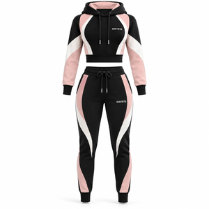 Ensemble deux pièces pour femmes, sweat-shirt et pantalon de survêtement décontracté, nouvelle mode européenne de haute qualité, style streetwear uni, respirant - Product Image 4
