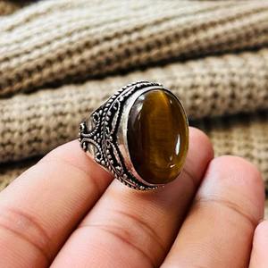 Trendy Fashionable Boho Gemstone <b>Rings</b> Oxidized Silver Plated Brass Statement <b>Chunky</b> Tribal Women - Product Image 4