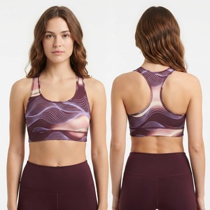 เสื้อชั้นในกีฬาสำหรับผู้หญิงแบบ Racerback สีเหลืองพิมพ์ลาย Power Print ระบายอากาศได้ดี เหมาะสำหรับ MMA มวย และการฝึกซ้อม - Product Image 3