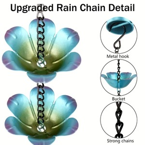 Chaîne de récupération d'eau de pluie moderne en métal avec coupelles suspendues pour l'aménagement extérieur - Product Image 1