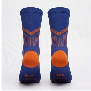 North Approach Crew Athletic <b>Socks</b> Blue Orange Geometric Pattern Breathable <b>Running</b> <b>Socks</b> for Adults Summer Season - Product Image 2