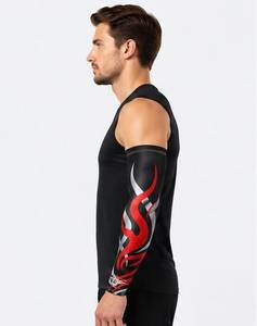 Mangas de Ciclismo para Hombre con Estampado de Dragón Camuflaje Negro, Rojo y Plateado, Protección Anti-UV, Poliéster/Nailon, Ropa Deportiva, Talla Adulto - Product Image 3