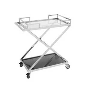 Modern Gold Serving Trolley 2-Tier Mirrored Glass <b>Bar</b> Cart Oval <b>Drink</b> Server with Handles Rolling Wine Cart Home Decor Luxury - Product Image 3