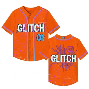 Glitch Unisex <b>Baseball</b> Jersey Full Print Short Sleeve Breathable Polyester Adult Sport Apparel All Seasons Regular Fit - Product Image 1
