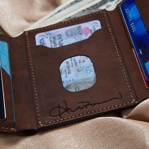 Premium Genuine Leather Tri Fold <b>Wallet</b> <b>Men</b> Custom Logo Real Cowhide Credit <b>Card</b> Holder Business Pocket Purse LTW-0106 - Product Image 3