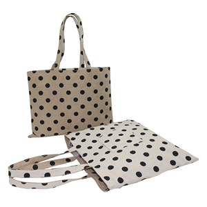 Sac fourre-tout réversible en coton et jute à pois, fait main, design tendance, pour filles et adolescentes - Product Image 2